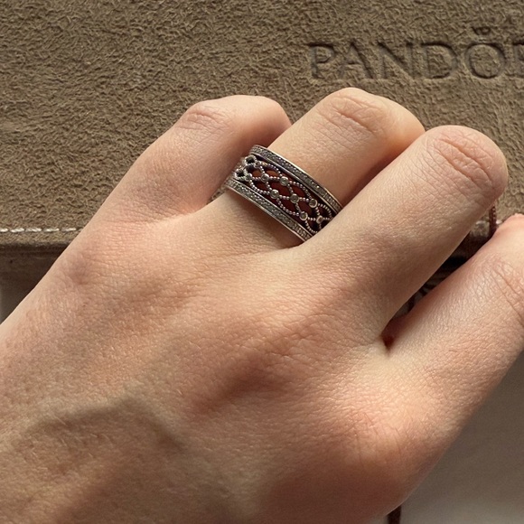 Pandora Silver CZ Lacework Ring - Picture 2 of 5